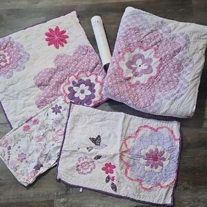 Pottery Barn Kids Purple and Pink Floral Quilt Set